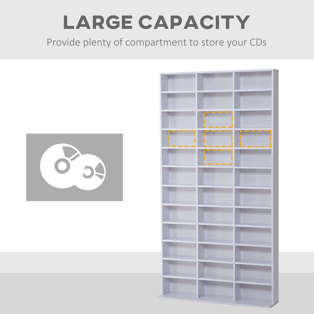 Elegant HOMCOM Media Storage Shelf - Adjustable Wooden Display for DVDs & Books