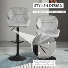 Load image into Gallery viewer, Stylish Adjustable Height Bar Stool Set of 2 - Light Grey Fabric Comfort
