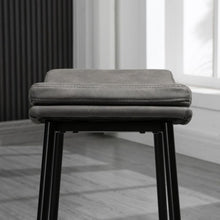 Load image into Gallery viewer, Elegance Meets Comfort: HOMCOM Set of 2 Upholstered Bar Stools in Grey

