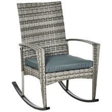 Load image into Gallery viewer, Modern Rattan Rocking Chair with Cushion - Light Grey Elegance for Your Garden
