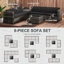 Load image into Gallery viewer, Outsunny Grey 6-Seater Rattan Sofa Set with Cushions - Stylish Comfort Awaits!
