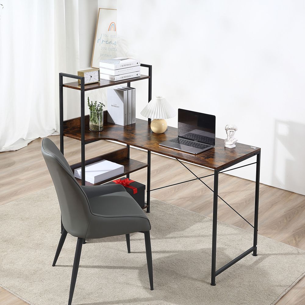 Retro Industrial Computer Desk with 4-Tier Storage – Stylish & Functional