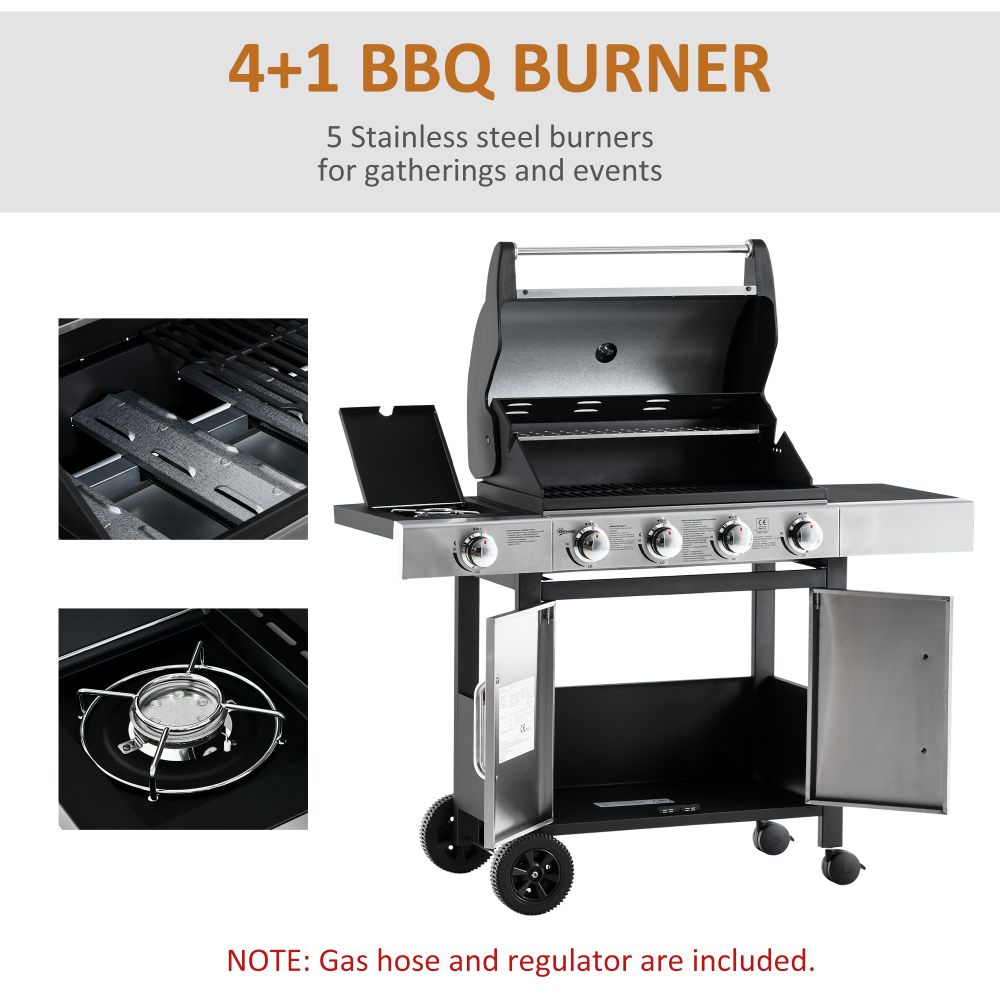 Ultimate 4-Burner Stainless Steel Gas BBQ Grill with Warming Rack & Side Burner