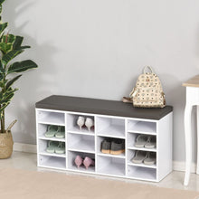 Load image into Gallery viewer, Stylish PU Leather 14-Compartment Shoe Storage Bench - Organize with Ease!
