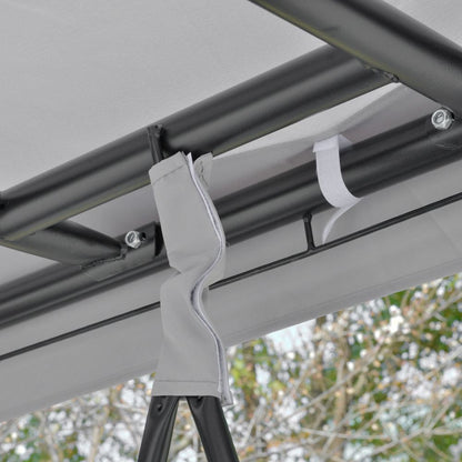 3-Seater Convertible Swing Bed with Canopy & Cushions - Grey Oasis Comfort