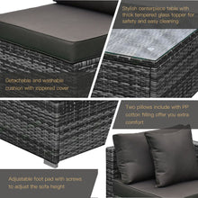 Load image into Gallery viewer, Elegant 6-Piece Outdoor Rattan Sofa Set with Cushion &amp; Glass Top Table
