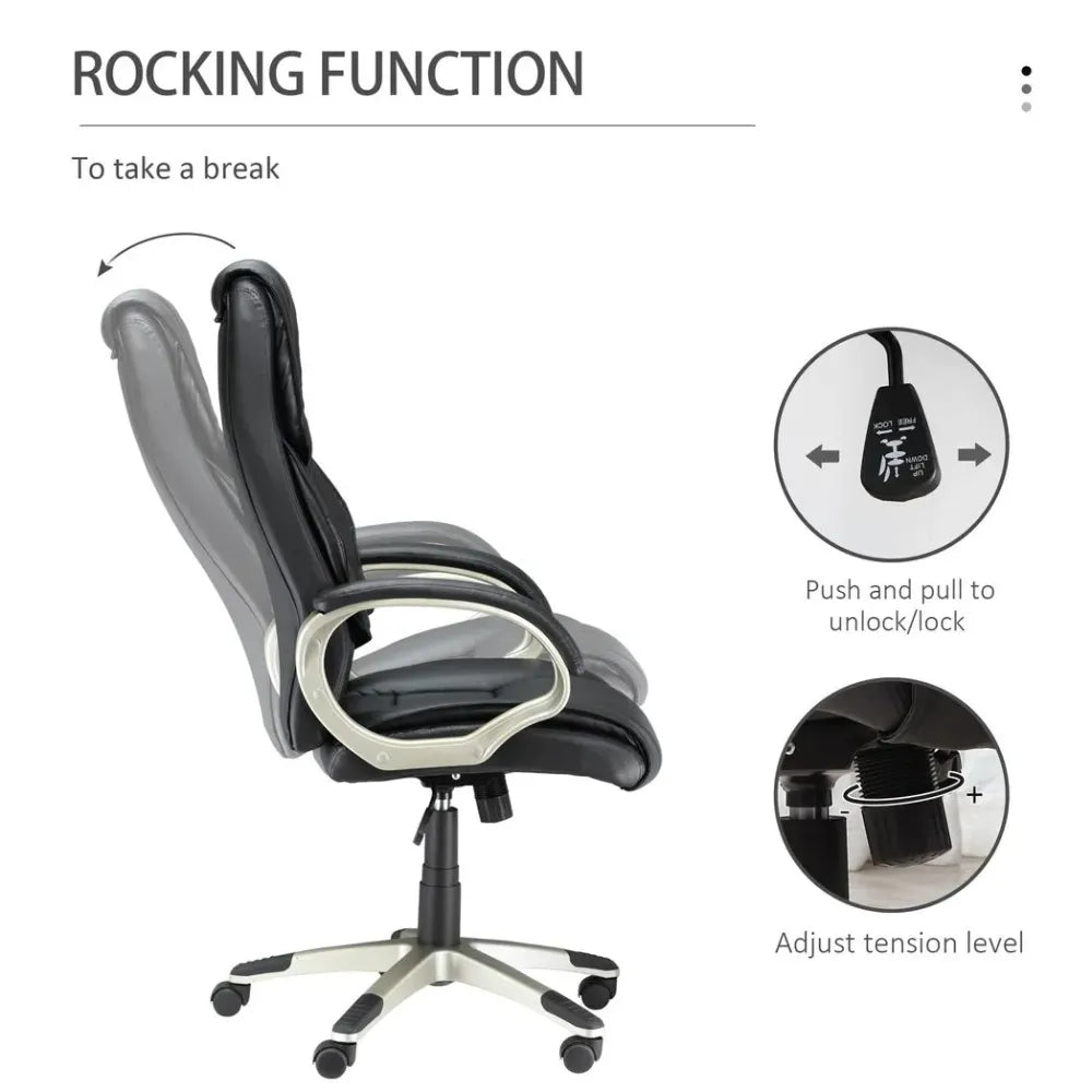 Elegant High Back PU Leather Swivel Office Chair for Ultimate Comfort