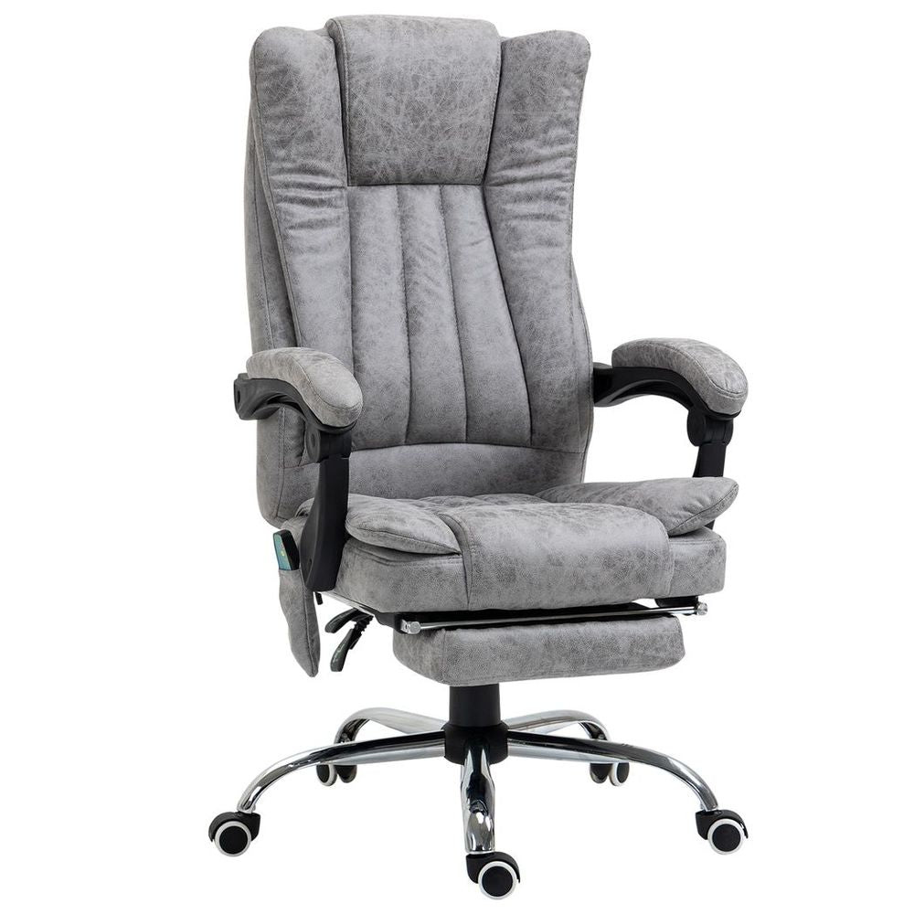 RevivePro 6-Point Heated Massage Office Chair - Grey Microfibre Comfort