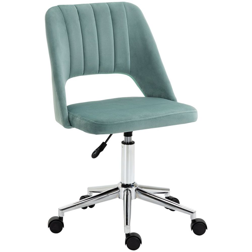Elegant Green Velvet Scallop Office Chair - Stylish & Comfortable Swivel Design