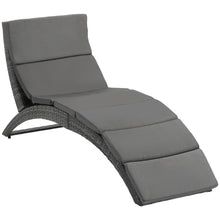Load image into Gallery viewer, Outsunny Folding Rattan Wicker Sun Lounger with Cushion - Grey Paradise Awaits!
