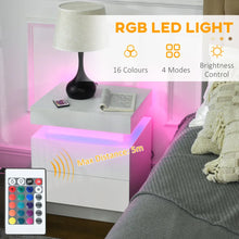Load image into Gallery viewer, HOMCOM LED Nightstand: Stylish White Bedside Table with 2 Drawers &amp; Lights
