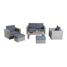 Load image into Gallery viewer, Sleek 6-Piece Grey Rattan Garden Set - Stylish &amp; Comfortable Outdoor Seating
