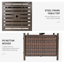 Load image into Gallery viewer, Outsunny Rattan Outdoor Coffee Table with Umbrella Hole &amp; Storage Box

