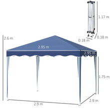 Load image into Gallery viewer, Outsunny 3x3m Pop Up Gazebo - Foldable Canopy Tent with Carry Bag &amp; Stability Gear

