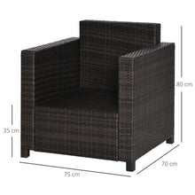 Load image into Gallery viewer, Cozy Rattan Garden Armchair - Fire-Resistant with Plush Cushions &amp; Supportive Design
