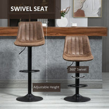 Load image into Gallery viewer, Retro Microfibre Tub Bar Stools - Set of 2 with Adjustable Metal Frames
