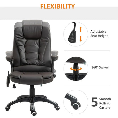 Luxury Heated Massage Office Chair - Reclining PU Leather Executive Comfort