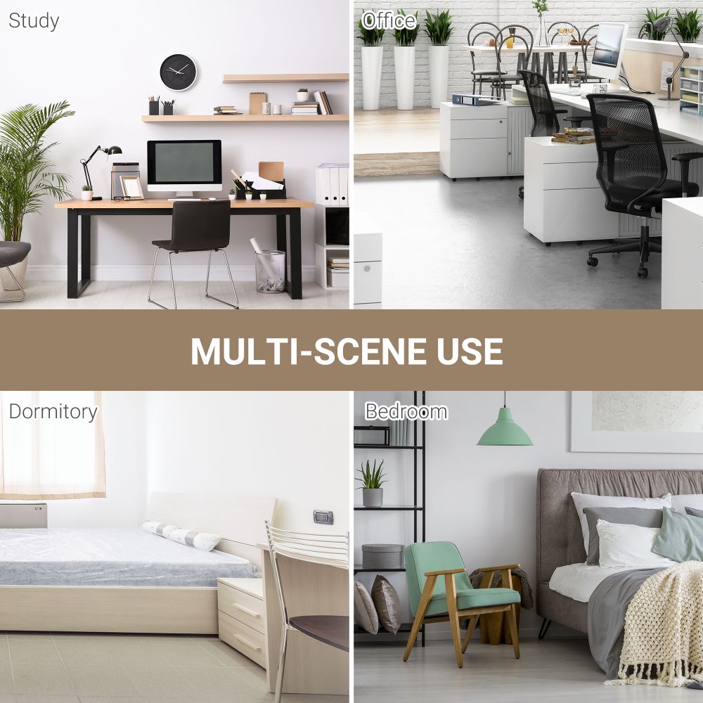 Modern Oak Grain Computer Desk with Durable White Metal Frame - Stylish & Functional