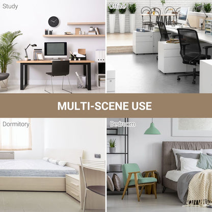 Modern Oak Grain Computer Desk with Durable White Metal Frame - Stylish & Functional