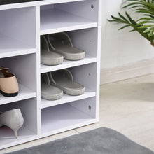 Load image into Gallery viewer, Stylish PU Leather 14-Compartment Shoe Storage Bench - Organize with Ease!
