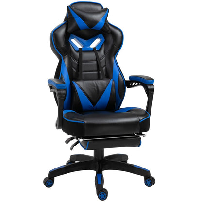 Ultimate Blue Ergonomic Gaming Chair with Reclining Footrest & Stylish Design