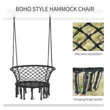 Load image into Gallery viewer, Elegant Macrame Hanging Hammock Chair - Cozy Dark Grey Swing for Relaxation
