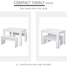 Load image into Gallery viewer, Modern White 3-Piece Particle Board Dining Set with Space-Saving Benches
