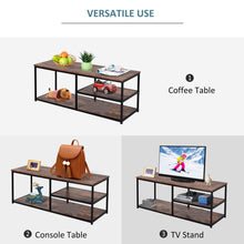 Load image into Gallery viewer, Industrial Elegance: Black &amp; Brown Steel Frame TV Stand with Multi-Level Storage
