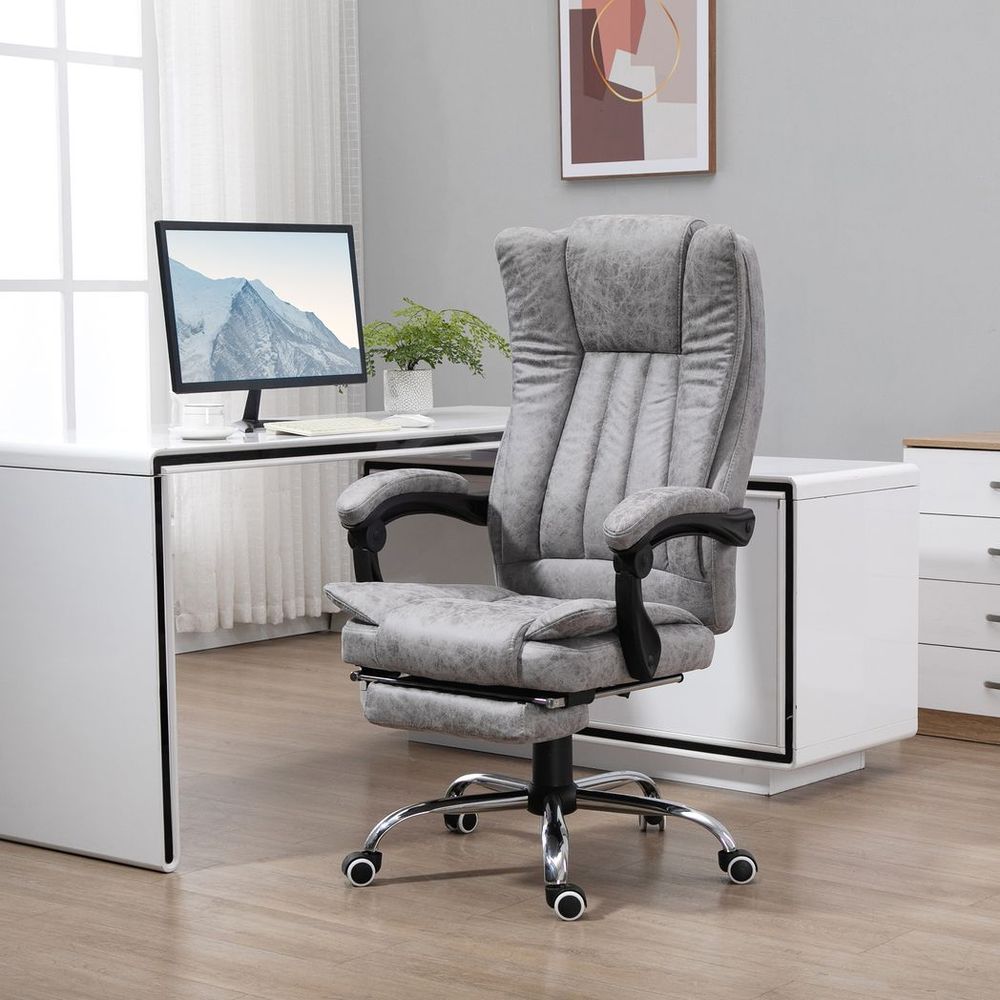 RevivePro 6-Point Heated Massage Office Chair - Grey Microfibre Comfort
