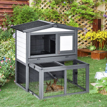 Load image into Gallery viewer, Deluxe 2-Tier Wooden Rabbit Hutch with Easy-Clean Tray &amp; Weather Protection
