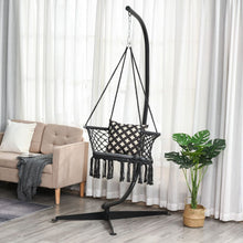 Load image into Gallery viewer, Elegant Macrame Hanging Hammock Chair - Cozy Dark Grey Swing for Relaxation
