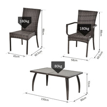 Load image into Gallery viewer, 7-Piece Grey Rattan Dining Set with Cushions &amp; Glass Top – Perfect for Outdoors!
