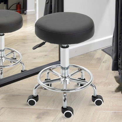 Premium Adjustable PU Leather Stool with Footrest for Ultimate Comfort