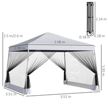 Load image into Gallery viewer, Effortless Outsunny 3.6m Pop-Up Gazebo: Weather-Resistant with Netted Walls
