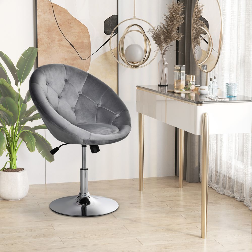 Retro Adjustable Swivel Bar Stool - Stylish Armless Tub Chair in Grey