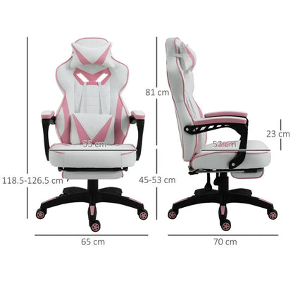 Vinsetto Ergonomic Gaming Chair - Reclining, Footrest & Stylish Pink Design