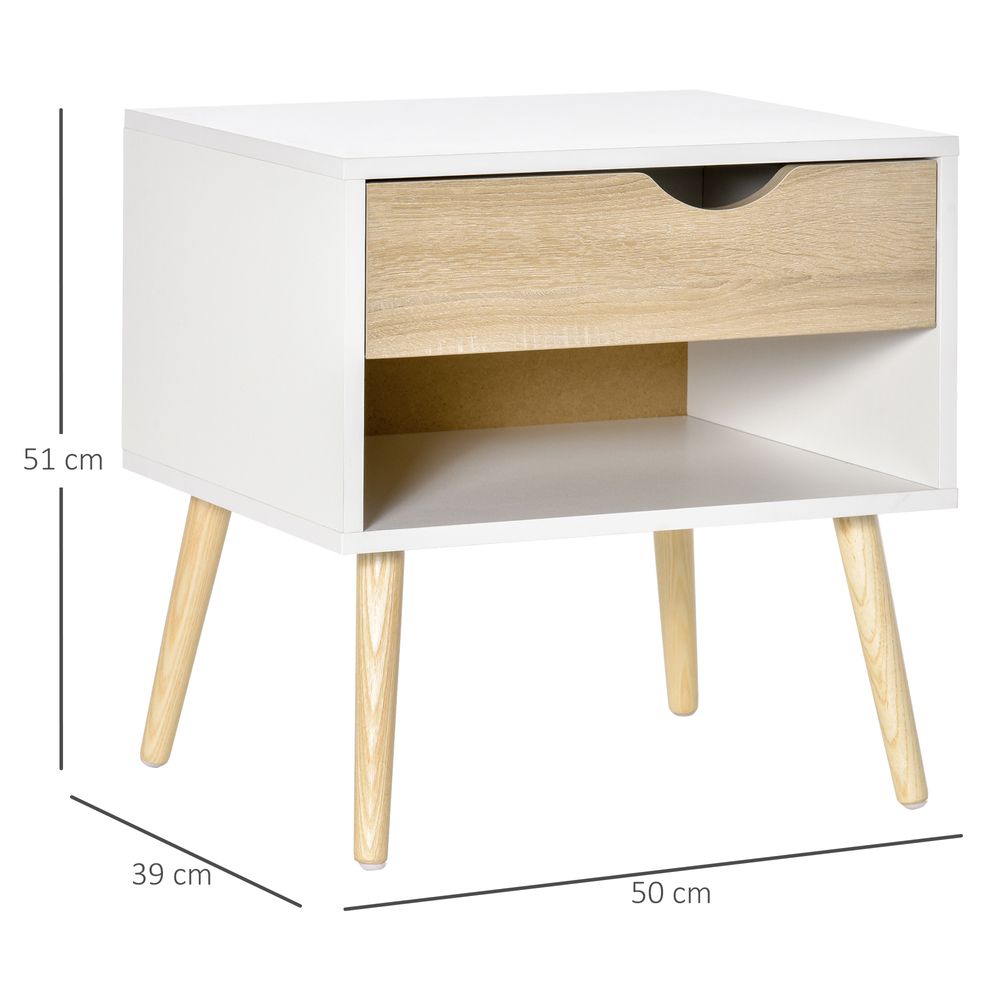 Modern Bedside Table with Drawer & Shelf - Stylish Nightstand Solution