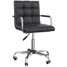 Load image into Gallery viewer, Stylish Mid-Back PU Leather Swivel Desk Chair with Armrests - Black
