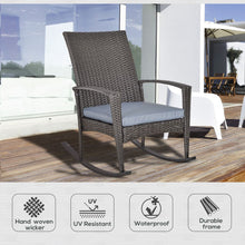 Load image into Gallery viewer, Outsunny Modern PE Rattan Outdoor Rocking Chair with Cushion - Grey Elegance
