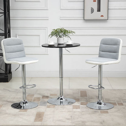 Bar stool Set of 2 Adjustable Height Upholstered Bar Chair Light Grey