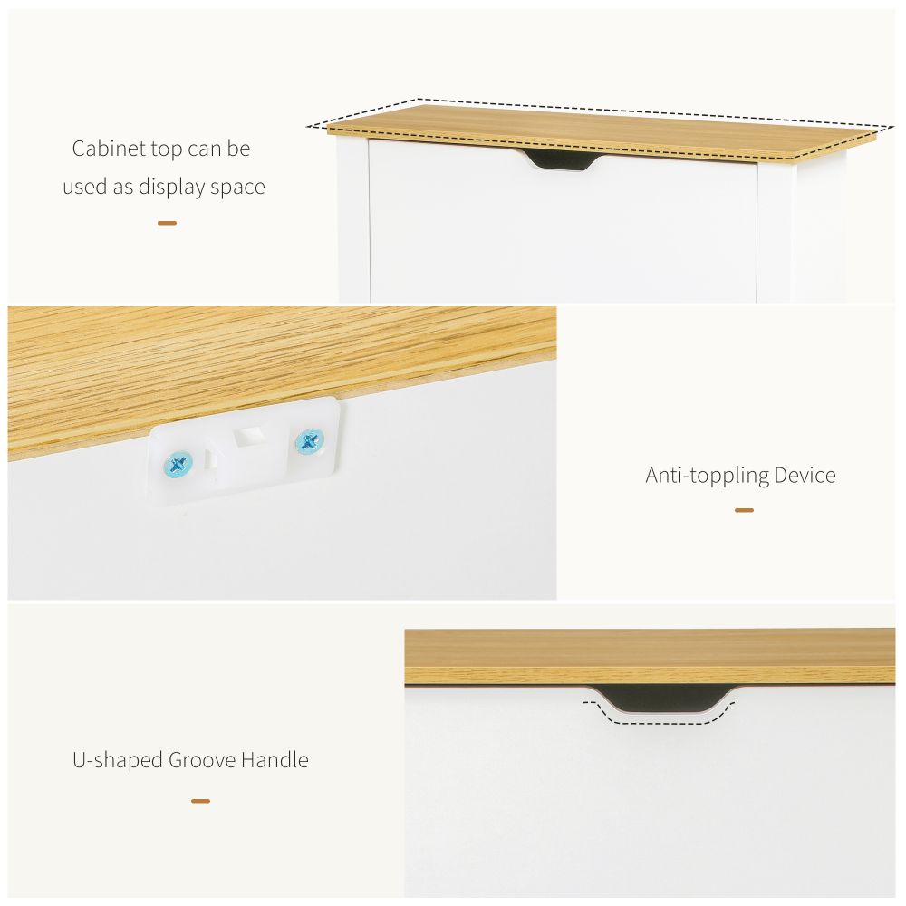 Stylish HOMCOM 12-Pair Shoe Storage Cabinet with 4 Shelves & 2 Drawers - White