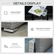 Load image into Gallery viewer, Modern 6-Seater Grey Rattan Patio Sofa Set with Tempered Glass Table
