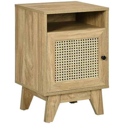 Chic Rattan Nightstand: Stylish Bedside Table with Storage & Natural Touch