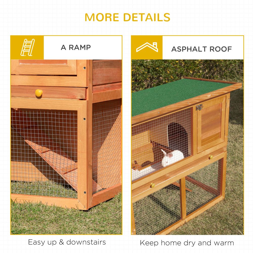 Cozy 2-Tier Wooden Rabbit Hutch for Outdoor Fun | PawHut Small Animal Home