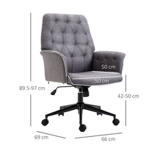 Load image into Gallery viewer, Adjustable Mid Back Office Chair with Armrests - Stylish Grey Linen Comfort
