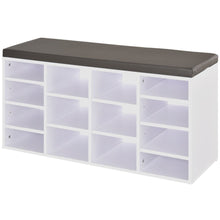 Load image into Gallery viewer, Stylish PU Leather 14-Compartment Shoe Storage Bench - Organize with Ease!
