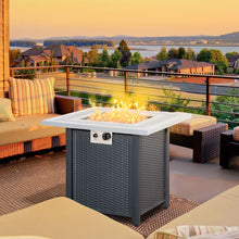 Load image into Gallery viewer, Elegant Rattan Square Propane Fire Pit Table – Smokeless Comfort &amp; Style!
