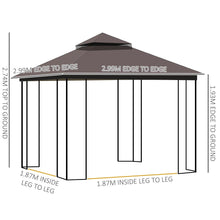 Load image into Gallery viewer, 3x3m Double Tier Gazebo with Mesh Curtains - Your Patio Oasis Awaits!
