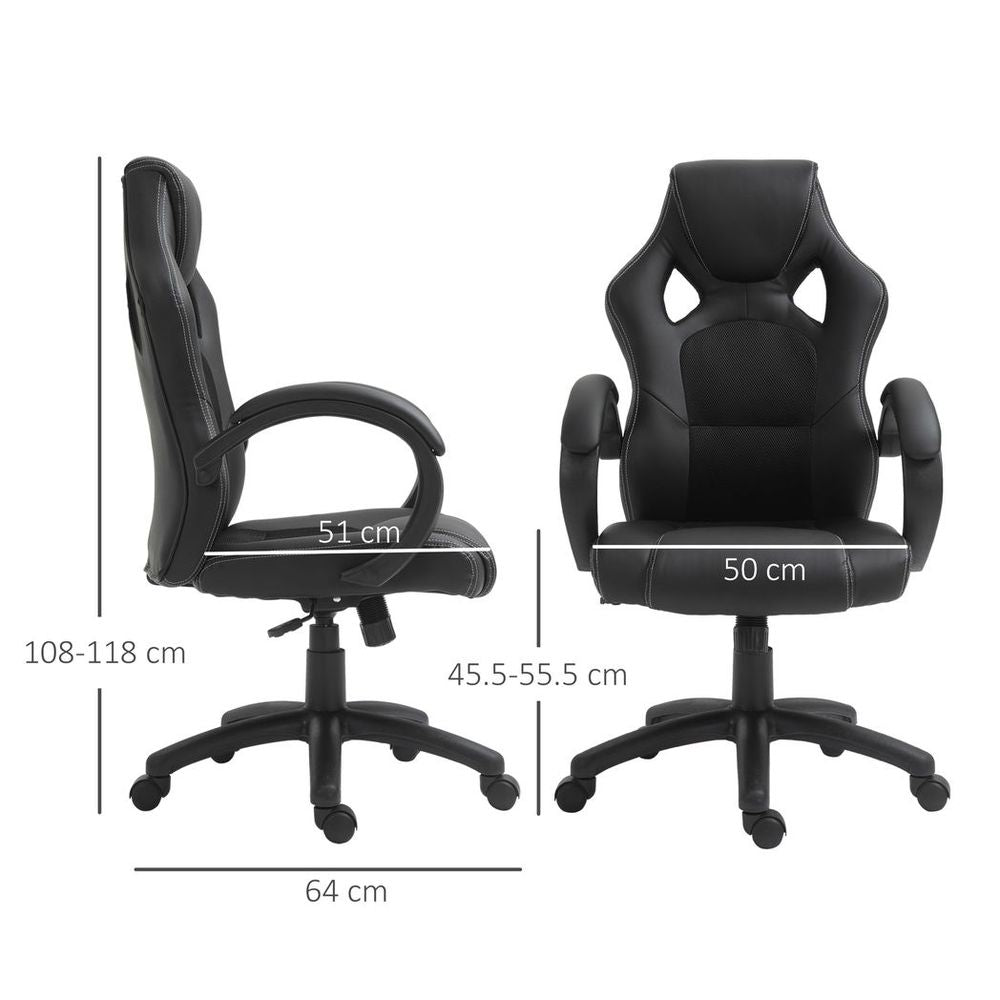 Executive Racing Swivel Gaming Office Chair PU Leather Computer Desk Chair Black