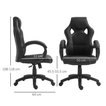 Executive Racing Swivel Gaming Office Chair PU Leather Computer Desk Chair Black